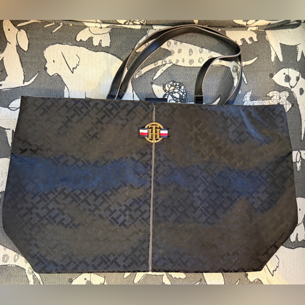 Tommy Hilfiger Black Purse/Tote Bag with Monogram Design